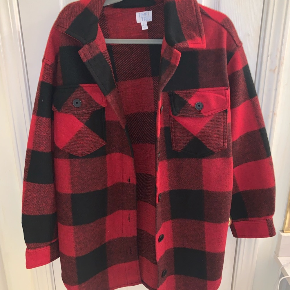 Time and Tru size L red and black plaid flannel